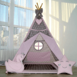 Big doll house Ecotoys 4103 Dreams + 4 dolls + Wigwam gray-pink "Swan Lake" + Interactive crying doll "Kate" - image-3